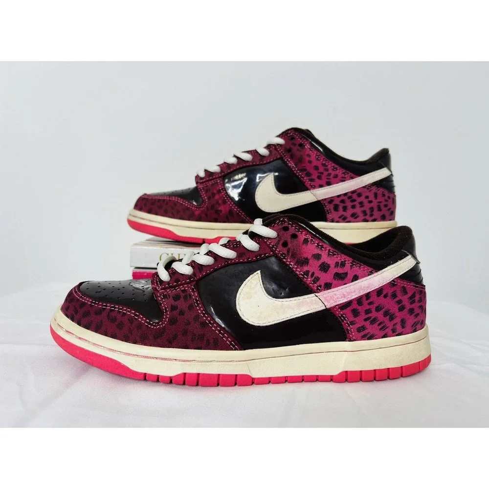 Nike Dunk Low GS Sail Dark Cinder‎ Laser Pink White Leopard 309601-211 Size 5.5Y